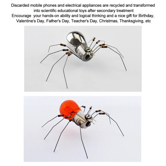 diy handmade electronic 4 spiders kits toys glow light decor - transparent + orange + red + blue diy handmade electronic 4 spiders kits toys glow light decor - transparent + orange + red + blue
