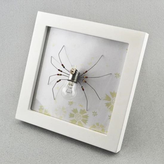 diy handmade electronic 4 spiders kits toys glow light decor - transparent + orange + red + blue diy handmade electronic 4 spiders kits toys glow light decor - transparent + orange + red + blue