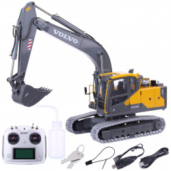 e111-003 1/14 2.4g remote control hydraulic excavator engineering construction vehicle model toy - rtr version yellow