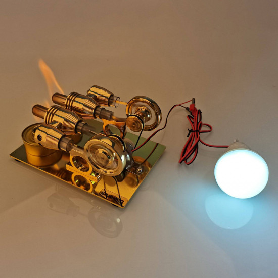 enjomor 4 cylinder hot air stirling engine generator with bulb & voltmeter enjomor 4 cylinder hot air stirling engine generator with bulb & voltmeter