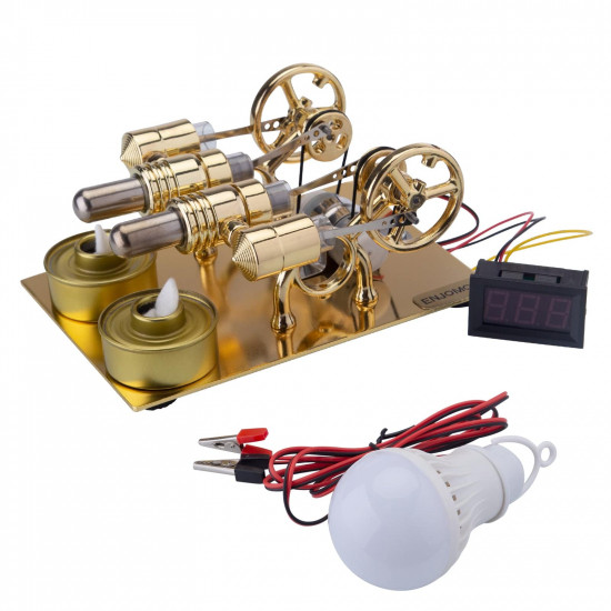 enjomor 4 cylinder hot air stirling engine generator with bulb & voltmeter enjomor 4 cylinder hot air stirling engine generator with bulb & voltmeter