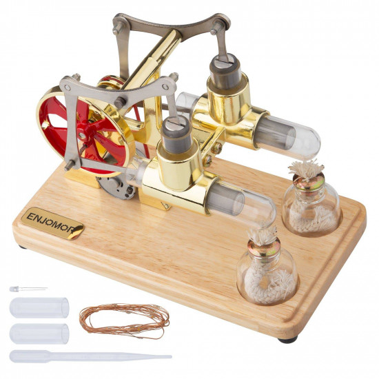 enjomor balance two cylinder stirling engine with led light bulb enjomor balance two cylinder stirling engine with led light bulb