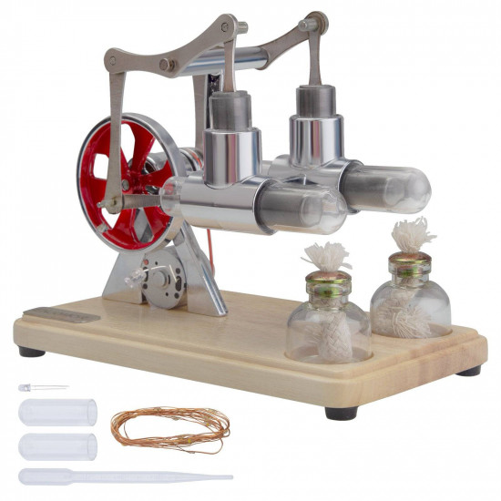 enjomor balance two cylinder stirling engine with led light bulb enjomor balance two cylinder stirling engine with led light bulb