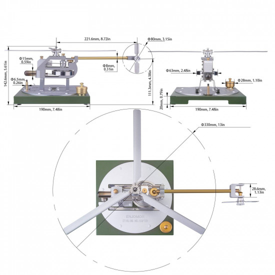 enjomor gamma hot air stirling engine helicopter with base diy model kit stem enjomor gamma hot air stirling engine helicopter with base diy model kit stem