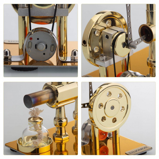 enjomor golden balance stirling engine generator with led bulb non-stop run enjomor golden balance stirling engine generator with led bulb non-stop run