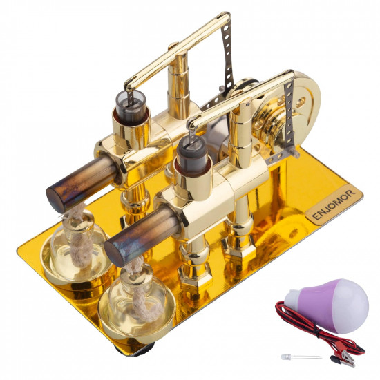 enjomor golden balance stirling engine generator with led bulb non-stop run enjomor golden balance stirling engine generator with led bulb non-stop run