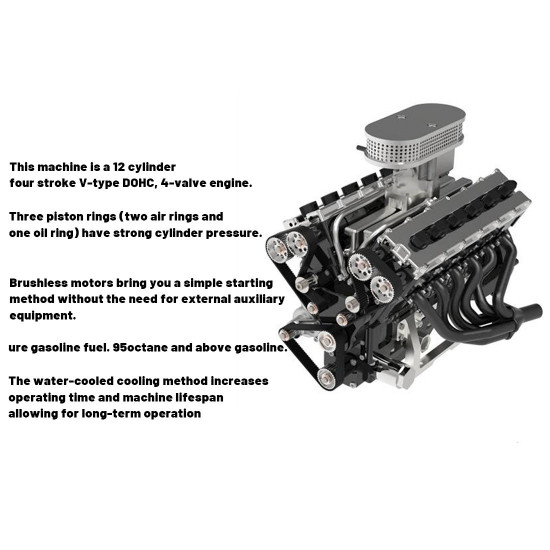 enjomor v12 gs-v12 72cc large scale v12 dohc four-stroke gasoline engine model water-cooled electric start enjomor v12 gs-v12 72cc large scale v12 dohc four-stroke gasoline engine model water-cooled electric start