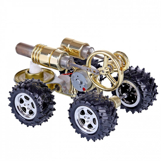golden hot air stirling engine powered 4-wheel car engine model physical toy golden hot air stirling engine powered 4-wheel car engine model physical toy
