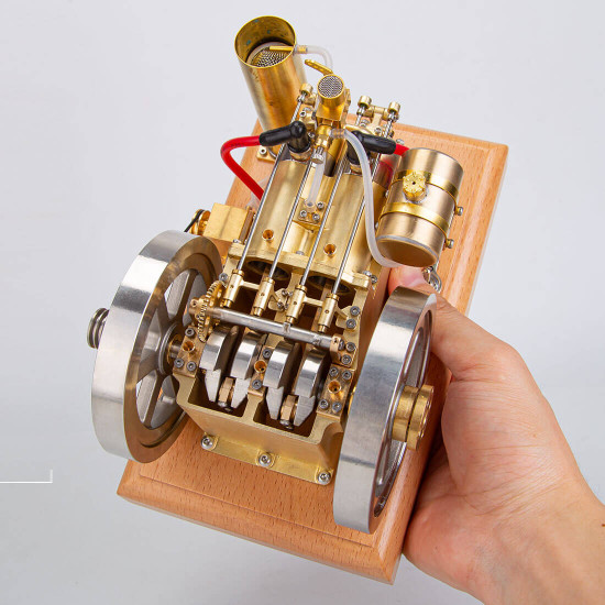 h76 5cc horizontal vintage stationary engine twin-cylinder ohv dual flywheel gasoline internal combustion engine model h76 5cc horizontal vintage stationary engine twin-cylinder ohv dual flywheel gasoline internal combustion engine model