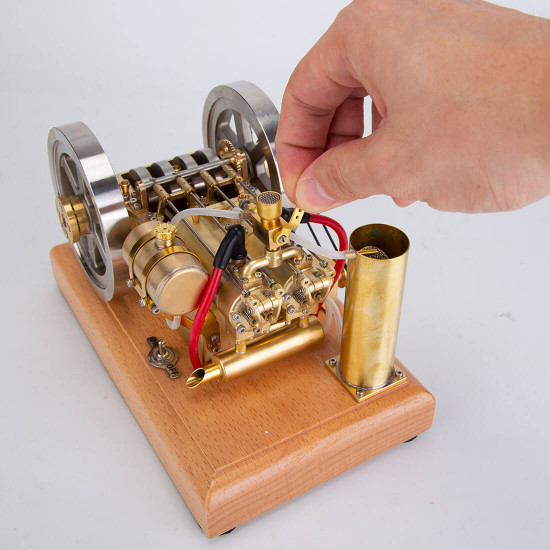 h76 5cc horizontal vintage stationary engine twin-cylinder ohv dual flywheel gasoline internal combustion engine model h76 5cc horizontal vintage stationary engine twin-cylinder ohv dual flywheel gasoline internal combustion engine model