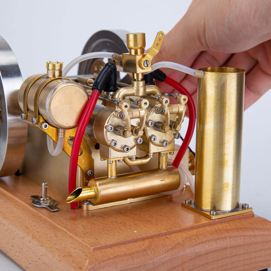 h76 5cc horizontal vintage stationary engine twin-cylinder ohv dual flywheel gasoline internal combustion engine model h76 5cc horizontal vintage stationary engine twin-cylinder ohv dual flywheel gasoline internal combustion engine model