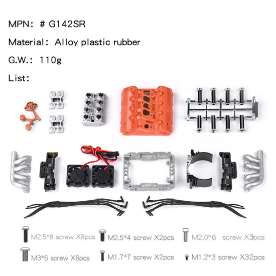 high simulation v8 engine hood fan air intake motor radiator kits for 1/10 car grc fst high simulation v8 engine hood fan air intake motor radiator kits for 1/10 car grc fst
