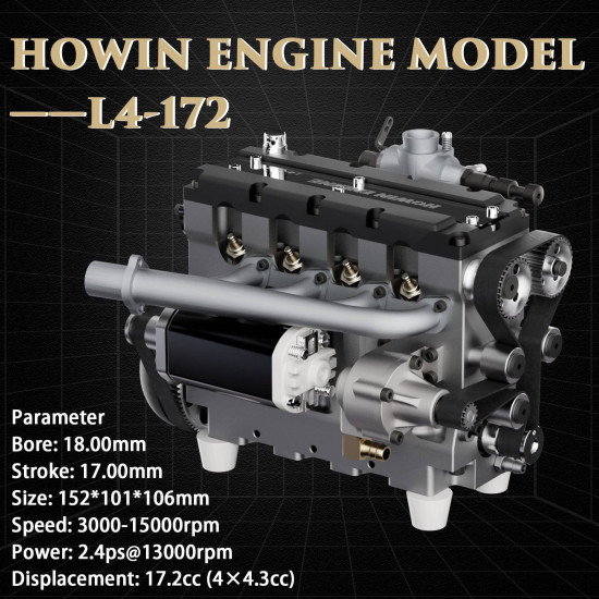 howin l4-172 17.2cc sohc inline 4 cylinder four stroke 15000 rpm nitro rc engine howin l4-172 17.2cc sohc inline 4 cylinder four stroke 15000 rpm nitro rc engine