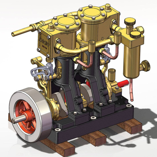 kacio ls2-14 two cylinders reciprocating retro twin steam engine model for 80cm+ boat ship (without boiler) kacio ls2-14 two cylinders reciprocating retro twin steam engine model for 80cm+ boat ship (without boiler)