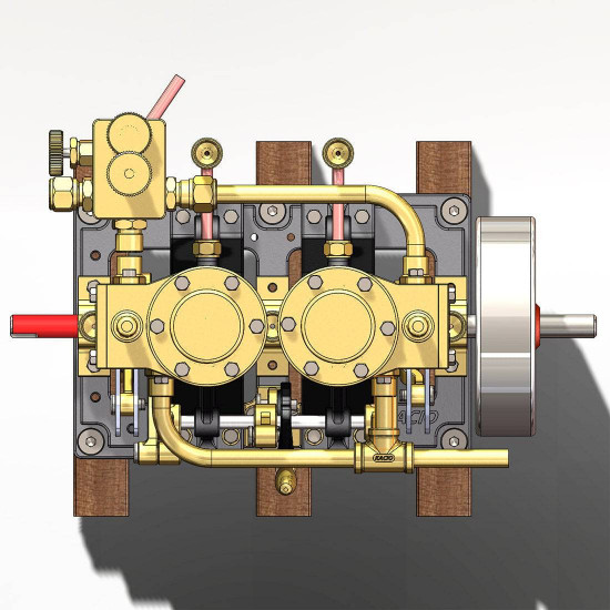 kacio ls2-14 two cylinders reciprocating retro twin steam engine model for 80cm+ boat ship (without boiler) kacio ls2-14 two cylinders reciprocating retro twin steam engine model for 80cm+ boat ship (without boiler)