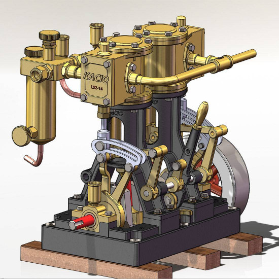 kacio ls2-14 two cylinders reciprocating retro twin steam engine model for 80cm+ boat ship (without boiler) kacio ls2-14 two cylinders reciprocating retro twin steam engine model for 80cm+ boat ship (without boiler)