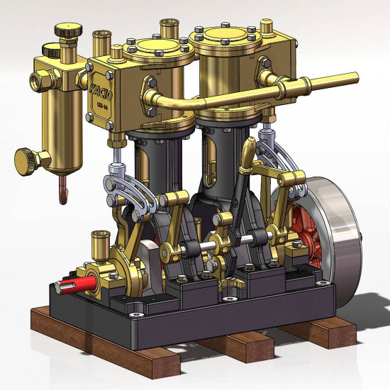 kacio ls2-14 two cylinders reciprocating retro twin steam engine model for 80cm+ boat ship (without boiler) kacio ls2-14 two cylinders reciprocating retro twin steam engine model for 80cm+ boat ship (without boiler)