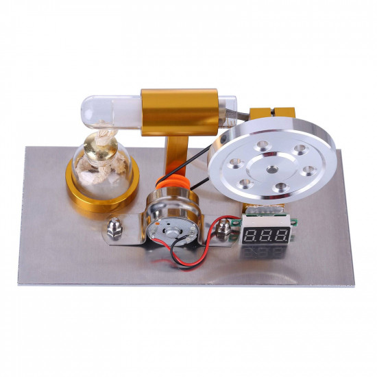 l-shaped customized golden led stirling engine model with voltage digital display meter l-shaped customized golden led stirling engine model with voltage digital display meter