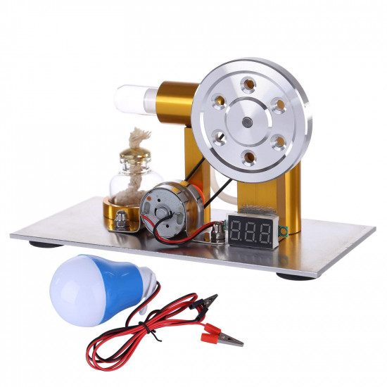 l-shaped customized golden led stirling engine model with voltage digital display meter l-shaped customized golden led stirling engine model with voltage digital display meter