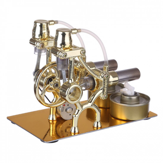 l-type golden twp cylinders stirling engine generator model with led diode and bulb science experiment toy l-type golden twp cylinders stirling engine generator model with led diode and bulb science experiment toy