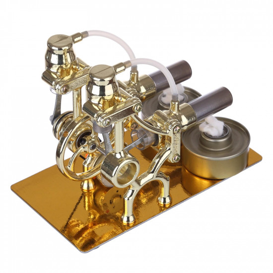 l-type golden twp cylinders stirling engine generator model with led diode and bulb science experiment toy l-type golden twp cylinders stirling engine generator model with led diode and bulb science experiment toy