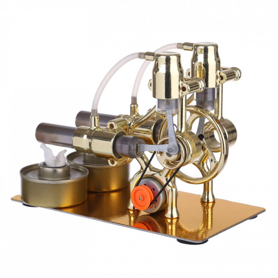 l-type golden twp cylinders stirling engine generator model with led diode and bulb science experiment toy l-type golden twp cylinders stirling engine generator model with led diode and bulb science experiment toy