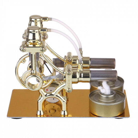 l-type golden twp cylinders stirling engine generator model with led diode and bulb science experiment toy l-type golden twp cylinders stirling engine generator model with led diode and bulb science experiment toy