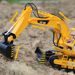 lcf 1/16 2.4ghz 16ch multifunctional excavator grab rc construction vehicle model with smoke effect