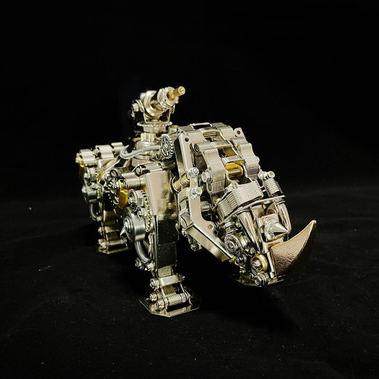 mechanical 3d diy metal rhino puzzle assembly model 700+pcs mechanical 3d diy metal rhino puzzle assembly model 700+pcs