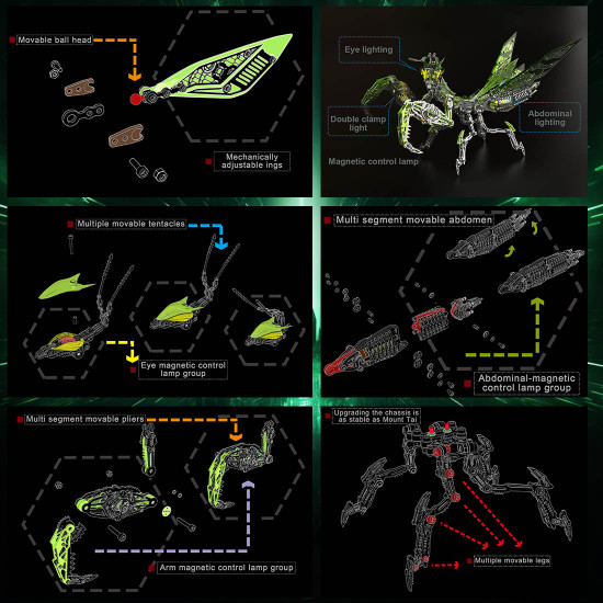 mechanical metal 3d diy mantis assembly model building kits 1000+pcs mechanical metal 3d diy mantis assembly model building kits 1000+pcs