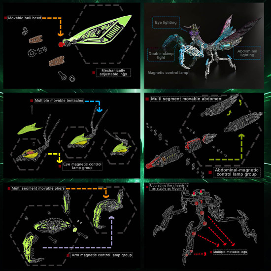 mechanical metal 3d diy mantis assembly model building kits 1000+pcs mechanical metal 3d diy mantis assembly model building kits 1000+pcs