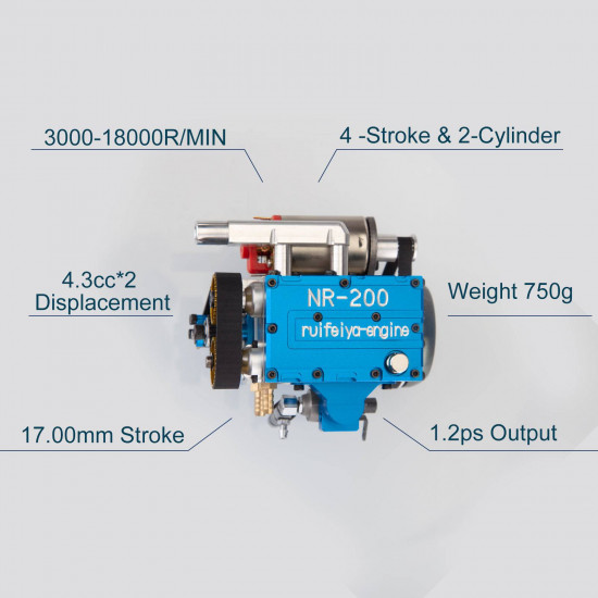 nr200 8.6cc 2 cylinder in-line four-stroke nitro engine motor water-cooled electric start engine for 1/8 rc car 22000rpm nr200 8.6cc 2 cylinder in-line four-stroke nitro engine motor water-cooled electric start engine for 1/8 rc car 22000rpm