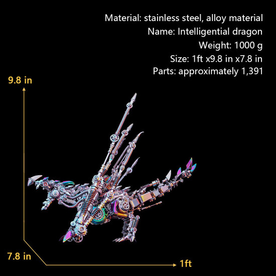 punk style dragon model with skeleton wings 3d diy metal model kits 1390+pcs punk style dragon model with skeleton wings 3d diy metal model kits 1390+pcs
