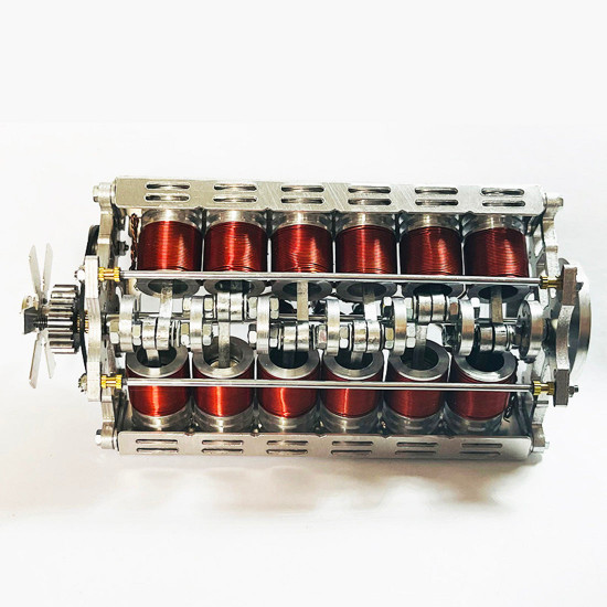 running v12 solenoid engine metal brushless electromagnetic engine model running v12 solenoid engine metal brushless electromagnetic engine model