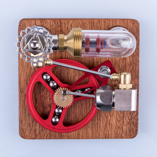 speed-controlled single cylinder stirling engine with regulator free piston external combustion engine - red speed-controlled single cylinder stirling engine with regulator free piston external combustion engine - red