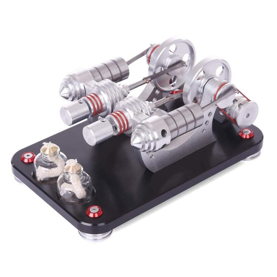 stirling engine kit micro metal double-cylinder parallel bootable external combustion engine model stirling engine kit micro metal double-cylinder parallel bootable external combustion engine model