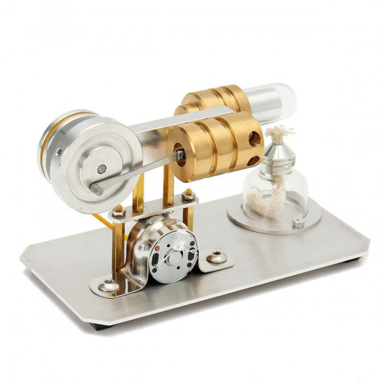 stirling engine kit single cylinder model toy with stainless steel base plate brass