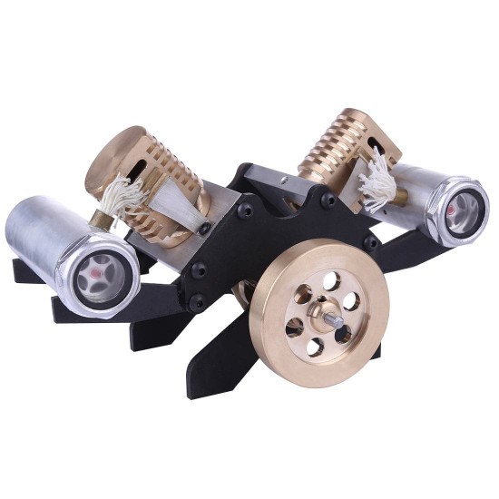 stirling engine kit v shape suction type double-cylinder vacuum model high-end creative gifts for collection stirling engine kit v shape suction type double-cylinder vacuum model high-end creative gifts for collection