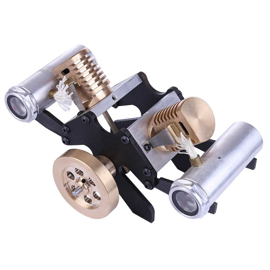 stirling engine kit v shape suction type double-cylinder vacuum model high-end creative gifts for collection stirling engine kit v shape suction type double-cylinder vacuum model high-end creative gifts for collection