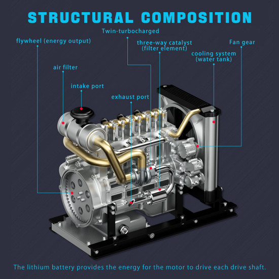 teching workable small mini horizontal shaft diesel engine metal model kits diy ohv 4-cylinder engine teching workable small mini horizontal shaft diesel engine metal model kits diy ohv 4-cylinder engine