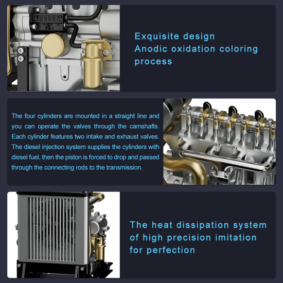 teching workable small mini horizontal shaft diesel engine metal model kits diy ohv 4-cylinder engine teching workable small mini horizontal shaft diesel engine metal model kits diy ohv 4-cylinder engine
